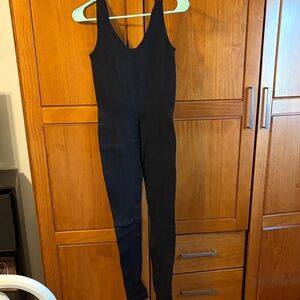 Women's Ribbed Athletic Black Jumpsuit
